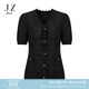 玖姿（JUZUI）商場同款輕熟OL風(fēng)醋酸短袖針織衫女夏款JWDX31222 花黑 L