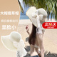LZJV防曬帽子女沙灘草帽絲帶珍珠遮陽(yáng)帽透氣大沿太陽(yáng)帽夏季新款防紫外 珍珠飄帶米色一頂