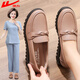回力媽媽鞋老人春秋舒適5060歲中年女鞋軟底防滑皮鞋中老年0044豆沙38