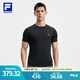 FILA 斐樂(lè)官方男子針織短袖衫2025秋新款健身運(yùn)動(dòng)基礎(chǔ)防曬涼感T恤 深黑-BK 3XL 190/108A/XXXL