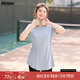 MsShe【涼感防曬運(yùn)動(dòng)瑜伽服】大碼女裝2025秋裝胖mm中長款顯瘦T恤 冰河藍(lán)色現(xiàn)貨 3XL
