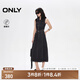 ONLY2025夏季新款翻領(lǐng)無袖露腰高腰中裙牛仔連衣裙女|125242002 J09深牛仔灰色 L