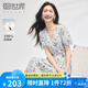 熙世界sllsky郁金香碎花連衣裙女2025年新款氣質(zhì)顯瘦泡泡袖收腰裙子夏季 白底粉花 XL