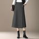 羅蒙（ROMON）不規則灰色毛呢半身裙女秋冬季新款高腰中長(cháng)款A字裙氣質(zhì)包臀裙子 灰色 毛呢 M 20/M 2尺      27碼