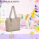 CHARLES&KEITH25夏新品荔枝紋大容量通勤子母托特包七夕禮物CK2-30151516 Taupe灰褐色 L