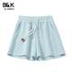 班尼路S&K系列褲子夏季短褲女裝新款潮流寬松休閑三分褲小個(gè)子女生潮流 薄荷綠-純色 【抗皺耐磨】 S