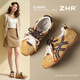ZHR戶(hù)外運(yùn)動(dòng)鞋女頭層豬皮復(fù)古女鞋軟底通勤德訓(xùn)鞋女 CX119 黃色 37