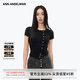 ANN ANDELMAN官方直營(yíng)不對(duì)稱(chēng)短袖修身小開(kāi)衫短袖修身毛針織外套女 黑色 S
