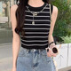 FOX.G條紋吊帶背心女可外穿洋氣夏季女裝無(wú)袖上衣t恤純欲風(fēng)打底內(nèi)搭 高腰短款條紋背心黑色 均碼 【建議120斤以內(nèi)】