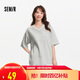 森馬（Semir）短袖T恤女中長(zhǎng)款V領(lǐng)蕾絲繡花2025夏oversize上衣氣質(zhì)109325100033