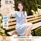 香影小個(gè)子藍(lán)色連衣裙女2025夏季新款純棉法式娃娃領(lǐng)鏤空刺繡裙子 藍(lán)色 S