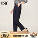 歐莎（OSA）經(jīng)典深藍(lán)色直筒牛仔褲女2025秋新款撞線寬松顯瘦九分褲子 藍(lán)色 M