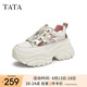 他她（TATA）老爹鞋透氣厚底2025夏季新款女鞋休閑鏤空包頭涼鞋 米白/金 36