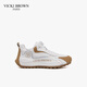 未畢（VICKI BROWN）【VB男鞋】法國品牌新款老爹鞋秋冬撞色休閑鞋旋轉扣鞋子男皮鞋 白杏 43