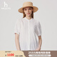哈吉斯（HAZZYS）女裝 2025夏季新款女士立領(lǐng)鏤空花邊短袖襯衫女ATCSK1CBK51 白色WT M (160/84A 38)