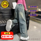 G.DUCKKIDS童裝女童褲子春秋季2025新款潮流闊腿褲兒童牛仔褲女大童高腰長褲 復(fù)古藍(lán) 160 尺碼13~14歲【150-160cm】