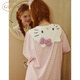 果殼（Gukoo） 睡裙女夏季HelloKitty聯(lián)名新款甜美純棉女家居服睡裙 桃粉  M 