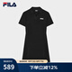 FILA 斐樂官方女子針織連衣裙夏新款時尚修身POLO領短袖裙子 正黑色-BK M 165/84A