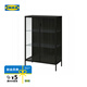 宜家（IKEA）RUDSTA魯?shù)滤顾ξ锕窨蛷d展示柜玻璃柜手辦墻角收納柜 煤黑色80x37x120cm