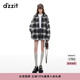DZZIT地素短外套2024冬季新款格子呢復(fù)古休閑風(fēng)上衣女 黑色 常規(guī) S