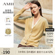 AMII假兩件新款針織衫女款V領開衫毛衣外套氣質(zhì)薄款寬松上衣 蘇黃 155/64A/S