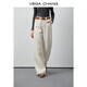 VEGA CHANG牛仔褲女2026新款春季高腰寬松垂墜直筒闊腿褲 蜜酪白 S