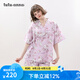 tutuanna全棉睡衣女夏 雙層紗HelloKitty滿印和服短袖家居服套裝 淺粉色套裝 均碼 (適合身高155-170cm體重80