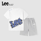 LEE KIDS男童套裝2025夏季新款兒童時(shí)尚短袖T恤短褲兩件裝男大童五分褲潮 白灰/LE長字藍(lán)右肩K 120