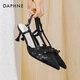 達芙妮蕾絲高跟涼鞋女夏季裸色高跟鞋法式尖頭后空單鞋女 黑色 39