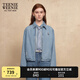 Teenie Weenie小熊牛仔外套女2025年春季新款刺繡簡約休閑短款夾克外套女 中藍(lán)色 M