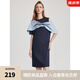 ELLE法式不對稱披肩連衣裙女2025夏新款設(shè)計感氣質(zhì)寬松休閑T恤裙 寶藍 S