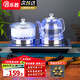 百樂(lè)勝全自動(dòng)雙上水電熱水壺 茶臺(tái)燒水壺家用辦公茶桌一體機(jī)茶幾嵌入式茶具電茶爐套裝 1L （37*20cm）拉絲銀底部雙加水-消毒款