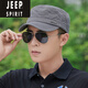 吉普（JEEP）短檐男士平頂帽帽子爸爸休閑軍帽百搭太陽帽純棉春秋中年鴨舌帽男 深灰 均碼 可調(diào)節(jié)(54-60)