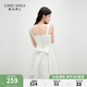 秋水伊人優(yōu)雅時尚方領(lǐng)花苞裙2025年夏季新款女百搭修身收腰連衣裙 本白 M