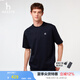 哈吉斯（HAZZYS）男女裝 夏季【PHIZ系列】情侶款復(fù)古繡花寬松圓領(lǐng)T恤 深藏青色DN -男 L （175/96A 48） （尺碼偏大）男