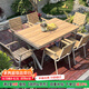 御藤美家（ROYAL RATTAN）戶外桌椅別墅花園庭院桌椅休閑咖啡廳室外露臺(tái)陽臺(tái)防腐木塑木桌椅 【標(biāo)準(zhǔn)款】6椅+150CM大板長(zhǎng)桌 升級(jí)款（航空鋁)