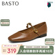百思圖25春簡約復(fù)古瑪麗珍鞋方跟女單鞋M1107AQ5 棕色 36
