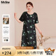 MsShe【新中式印花緞面】大碼女裝2025夏裝胖mm釘珠旗袍連衣裙子 黑色現(xiàn)貨 2XL