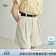 范思藍(lán)恩22FS2162通勤簡(jiǎn)約百搭寬松西裝褲夏季白色休閑高腰短褲女 米白色 M
