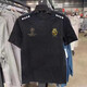 JY2425新款歐冠曼聯(lián)純棉短袖男足球運動訓(xùn)練T恤寬松百搭圓領(lǐng)上衣潮 重磅T恤-雙桿金標歐冠皇馬【黑色】 M