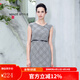 名師路千鳥(niǎo)格無(wú)袖連衣裙夏裝新款女V領(lǐng)時(shí)尚收腰顯瘦鉛筆裙 黑白90-PD M