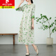 皮爾卡丹（pierre cardin）旗袍連衣裙女顯瘦顯高夏季2025年新款國風(fēng)碎花裙感裙子 四葉草 M
