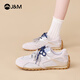 快樂(lè)瑪麗（J&M）休閑運(yùn)動(dòng)鞋女七夕禮物新款軟底網(wǎng)面透氣阿甘鞋百搭復(fù)古德訓(xùn)鞋子女 灰色 37