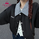 蜜樂奇美式拼接翻領(lǐng)黑夾棉外套女秋冬季2025新款深秋初冬穿搭?yuàn)A克棒球服 黑色 S