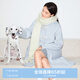 樂(lè)町韓系少女風(fēng)長(zhǎng)款連帽牛角扣大衣秋冬季新款圈圈毛呢外套女 輕柔藍(lán)(現(xiàn)貨) S