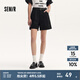 森馬（Semir）休閑褲女A字百搭基礎氣質(zhì)通勤夏季簡約時尚腰帶寬松短褲ins潮 黑色90001 27