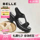 百麗（Belle）滿天星閃耀水鉆休閑涼鞋女2025夏新厚底增高涼鞋B2666BL5 黑色 36 (230mm)