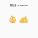 潮宏基 花韻荷花黃金耳釘女足金琺瑯耳飾不對稱(chēng)新中式送女友禮物 計價(jià) 一對款 含硅膠耳堵 1.3g