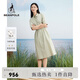 beanpole【度假連衣裙】濱波  春夏女士工裝風(fēng)卡其色短袖收腰連衣裙 卡其色 M 165/88A