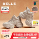 百麗（Belle）增高厚底高幫老爹鞋女商場款百搭板鞋B9K1DDM4 杏色-薄絨 39 (245mm)